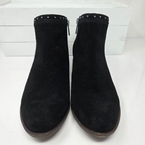 Lucky Brand Benna Booties Women's 8 Black Suede Boho Studded Zip Ankle Boots - Picture 3 of 9